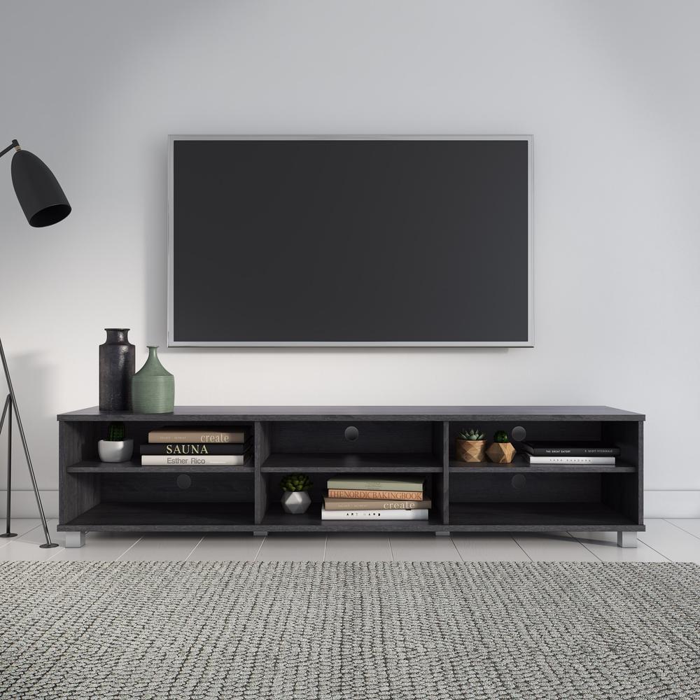 CorLiving Hollywood Grey Wood Grain TV Stand for TVs up to 85". Picture 2