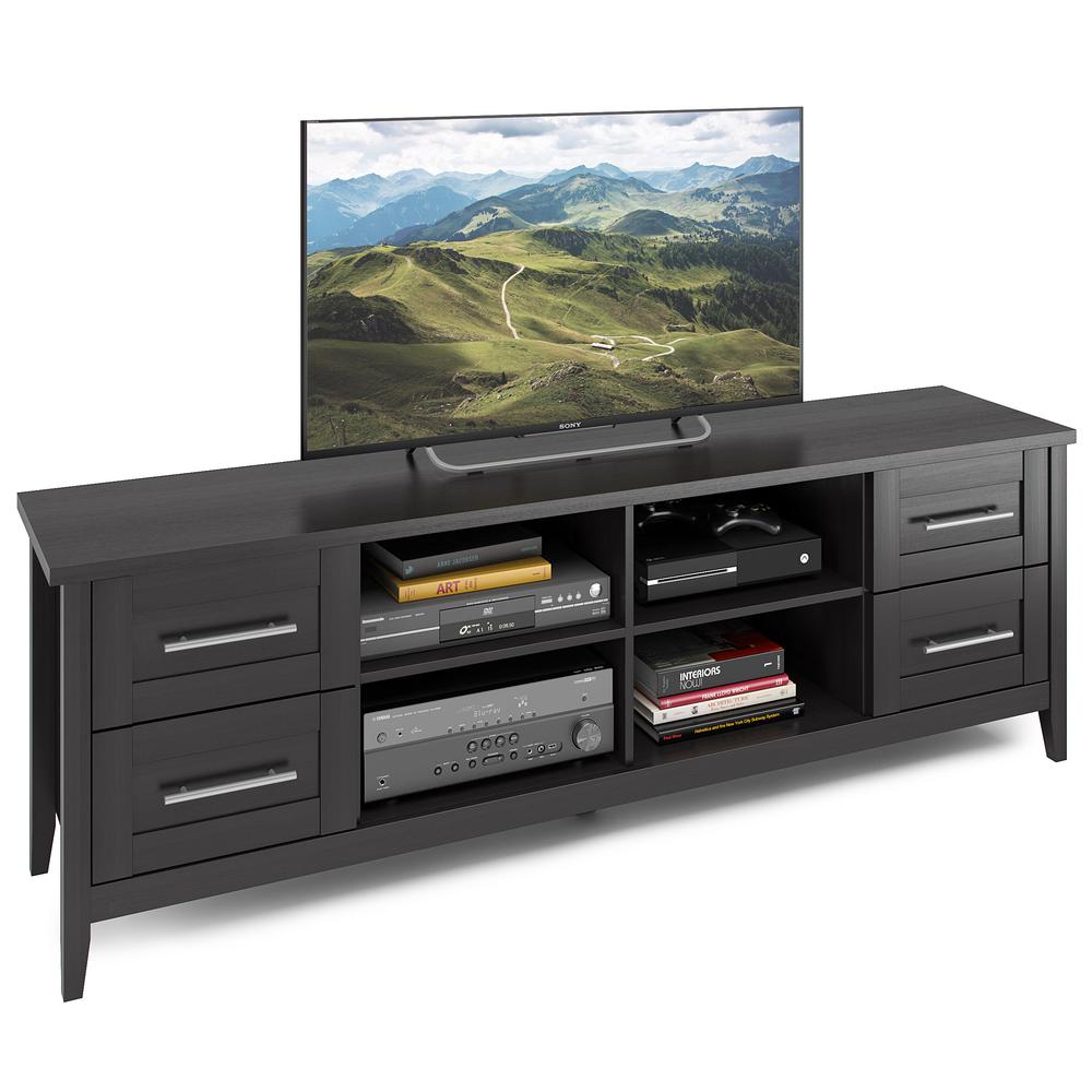 Jackson Extra Wide TV Bench in Black Wood Grain Finish, For TVs up to 80". The main picture.