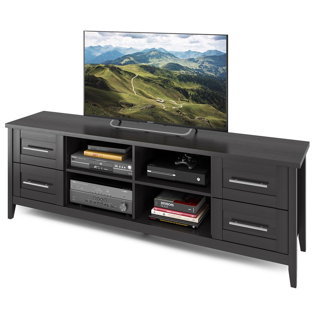 Jackson Extra Wide TV Bench in Black Wood Grain Finish, For TVs up to 80". Picture 4
