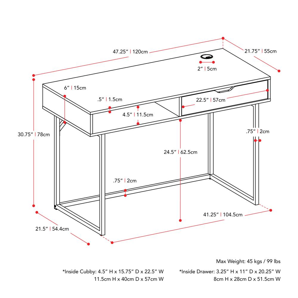 CorLiving Auston Single Drawer White Desk. Picture 3