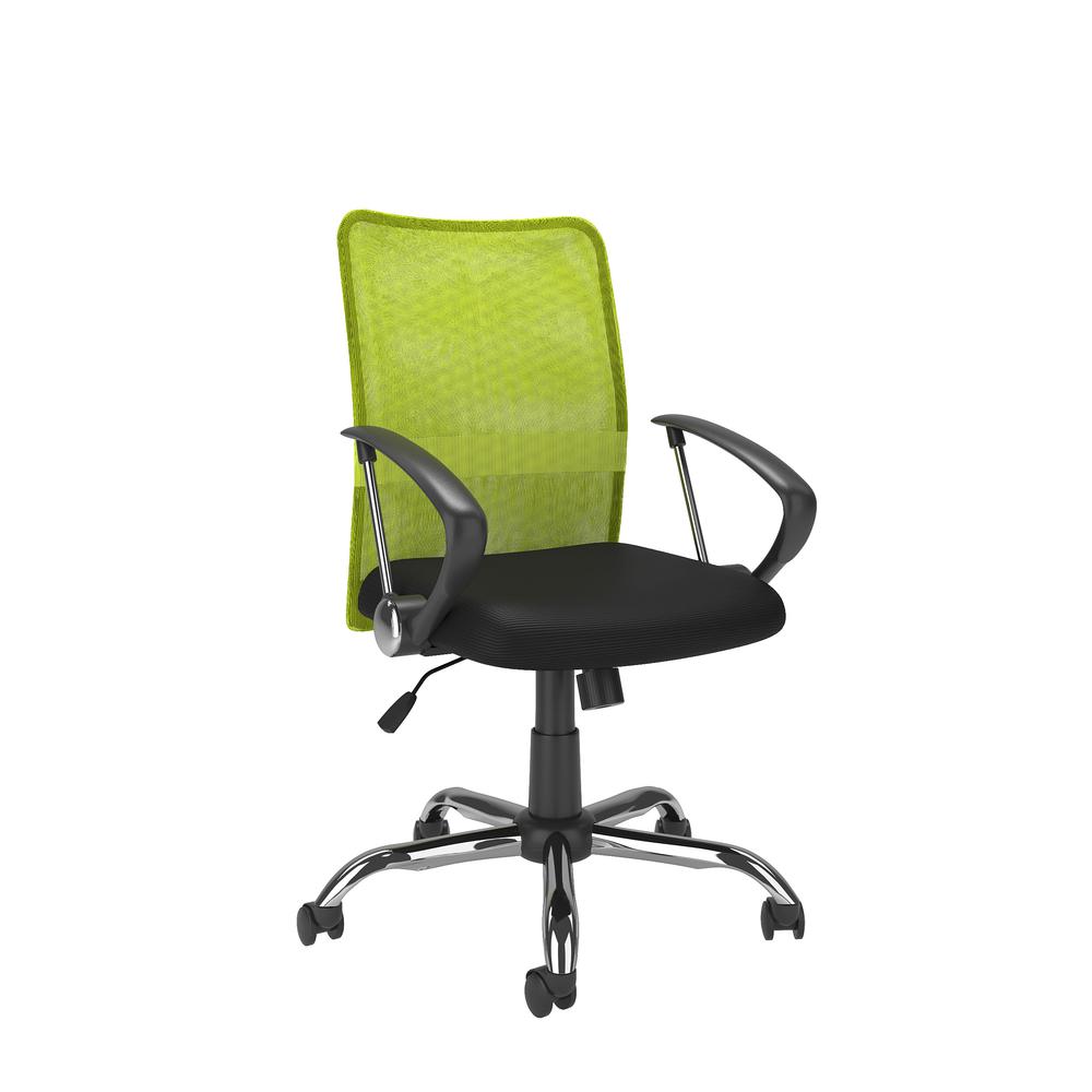 Workspace Office Chair with Contoured Lime Green Mesh Back. Picture 1