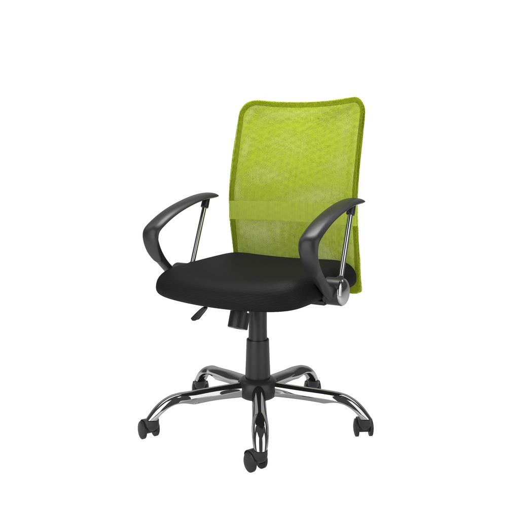 Workspace Office Chair with Contoured Lime Green Mesh Back. Picture 2