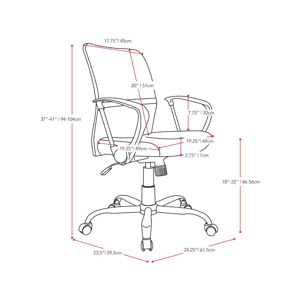 Workspace Office Chair with Contoured Red Mesh Back. Picture 4