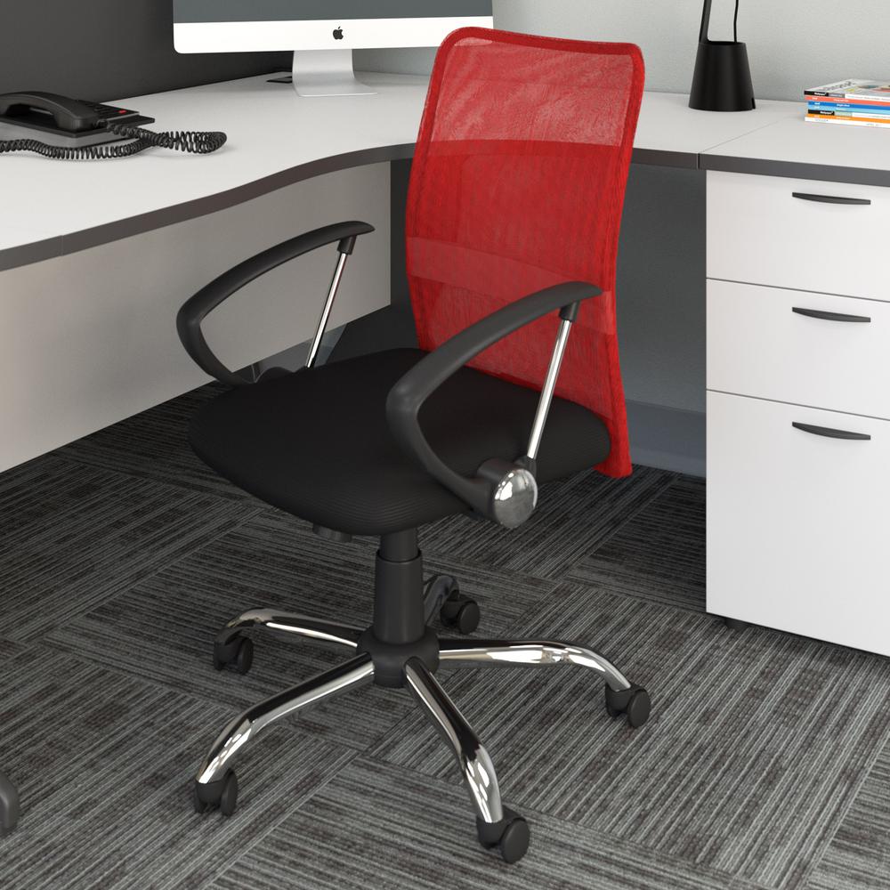 Workspace Office Chair with Contoured Red Mesh Back. Picture 3