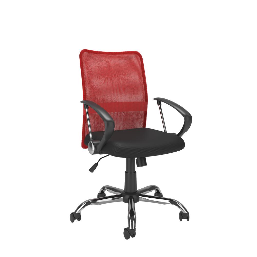 Workspace Office Chair with Contoured Red Mesh Back. Picture 1
