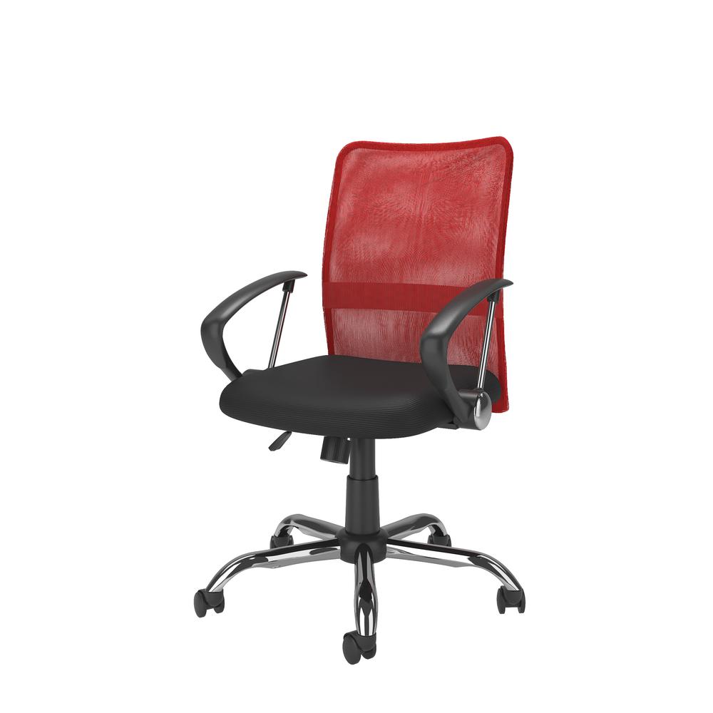Workspace Office Chair with Contoured Red Mesh Back. Picture 2