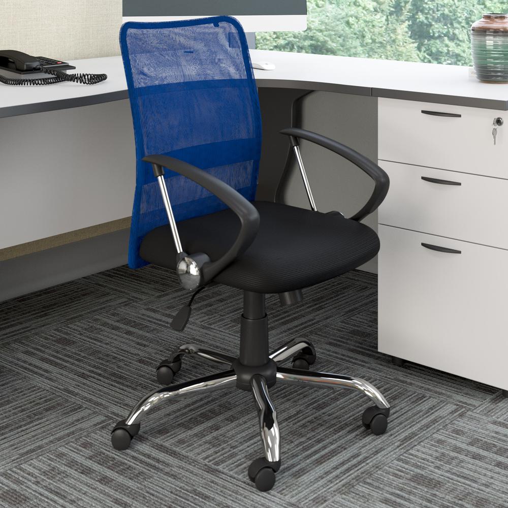 Workspace Office Chair with Contoured Blue Mesh Back. Picture 3