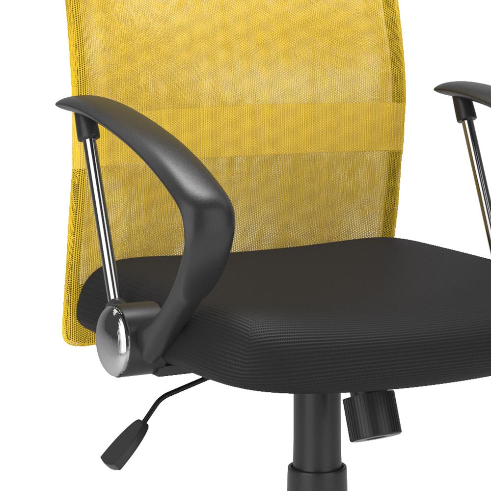 Workspace Office Chair with Contoured Yellow Mesh Back. Picture 5