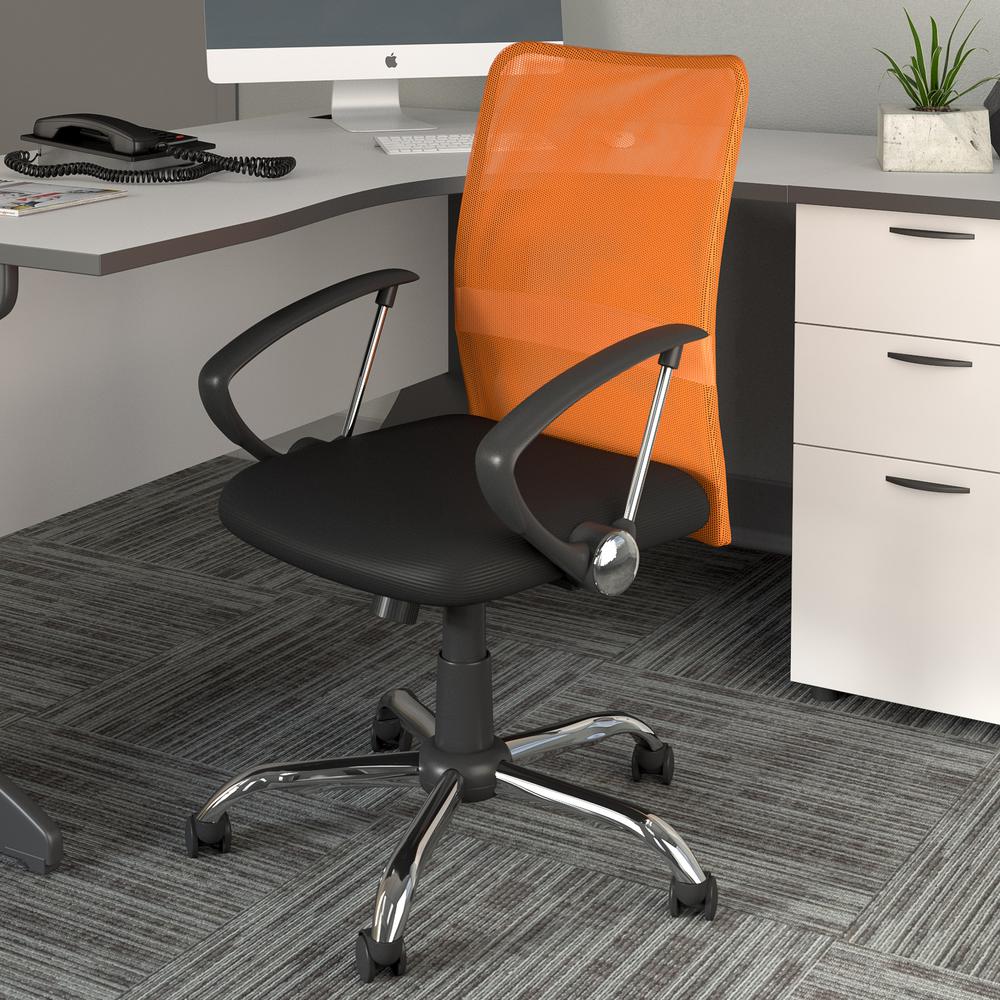 Workspace Office Chair with Contoured Orange Mesh Back. Picture 3