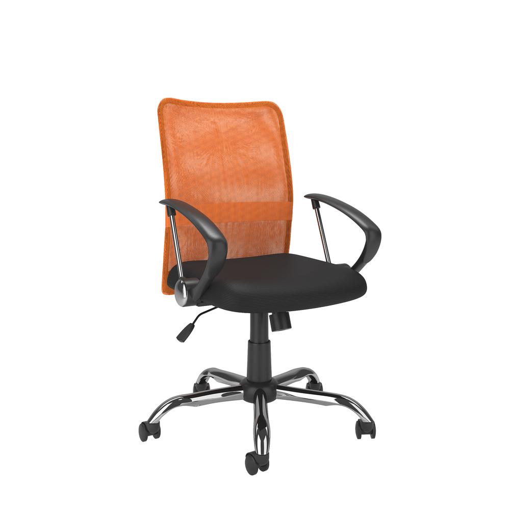 Workspace Office Chair with Contoured Orange Mesh Back. Picture 1