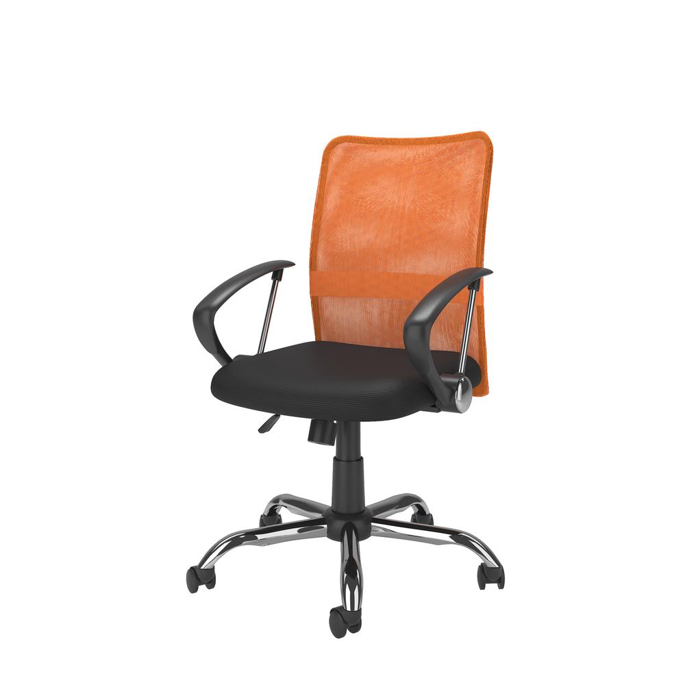 Workspace Office Chair with Contoured Orange Mesh Back. Picture 2