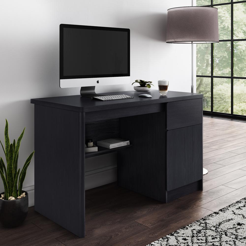 CorLiving Kingston Black Brown Desk with Cabinet. Picture 2