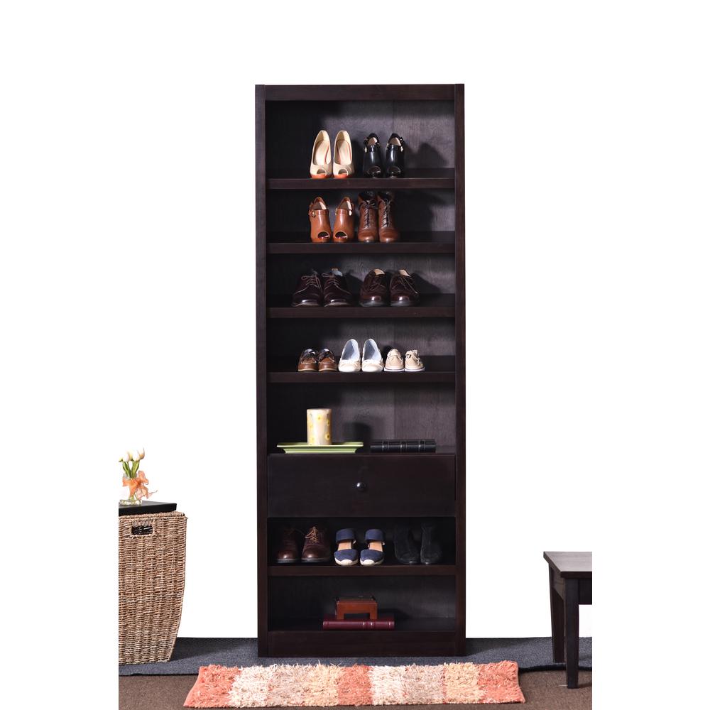 Concepts In Wood Shoe Rack with Drawer, Espresso Finish. Picture 1