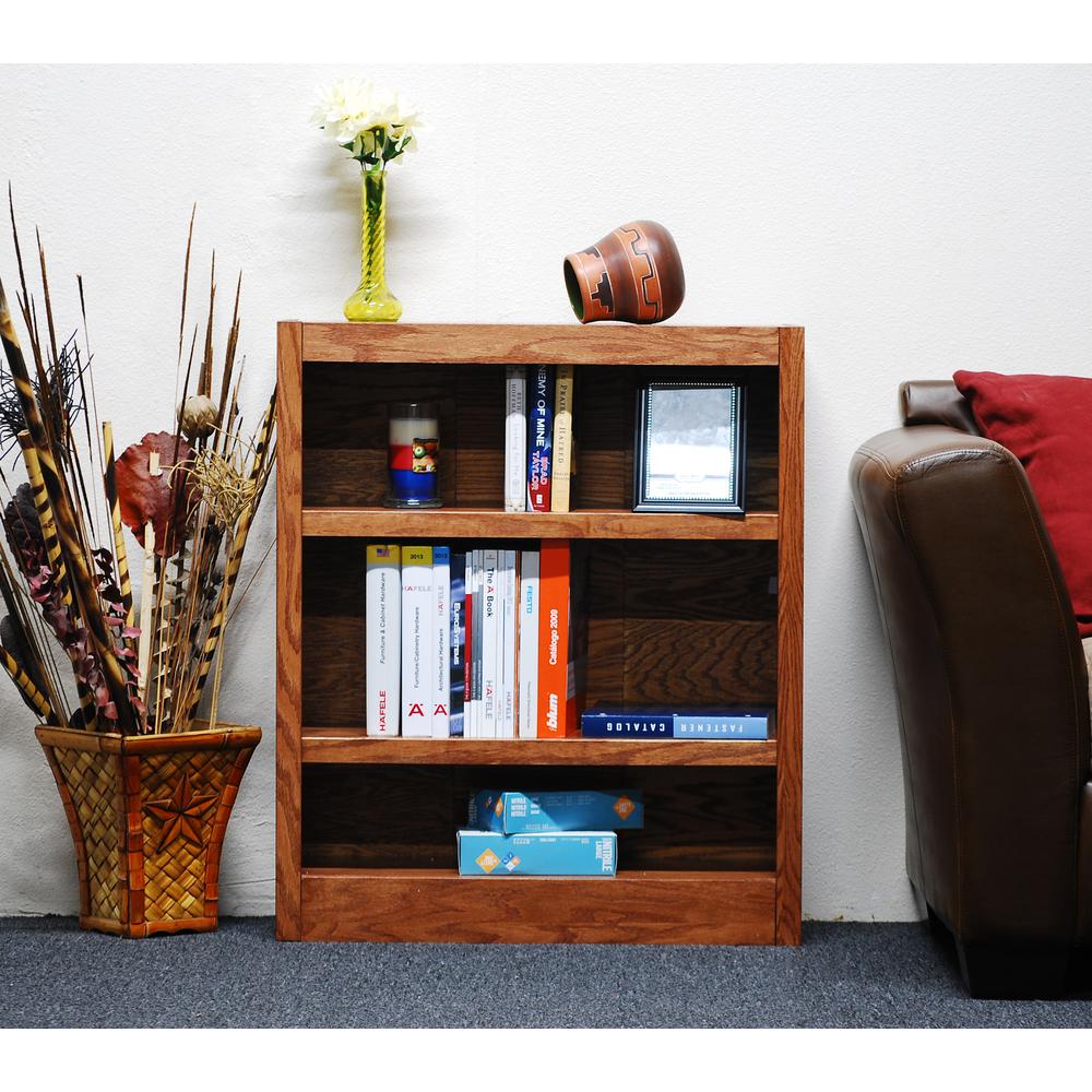Concepts in Wood Single Wide Bookcase, 3 Shelves, Dry Oak Finish. The main picture.