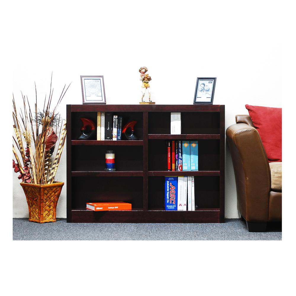 Concepts in Wood Double Wide Bookcase, 6 Shelves, Cherry Finish. Picture 1