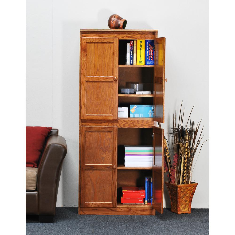 Concepts in Wood Multi-use Storage Cabinet, 5 Shelves, Dry Oak Finish. Picture 1