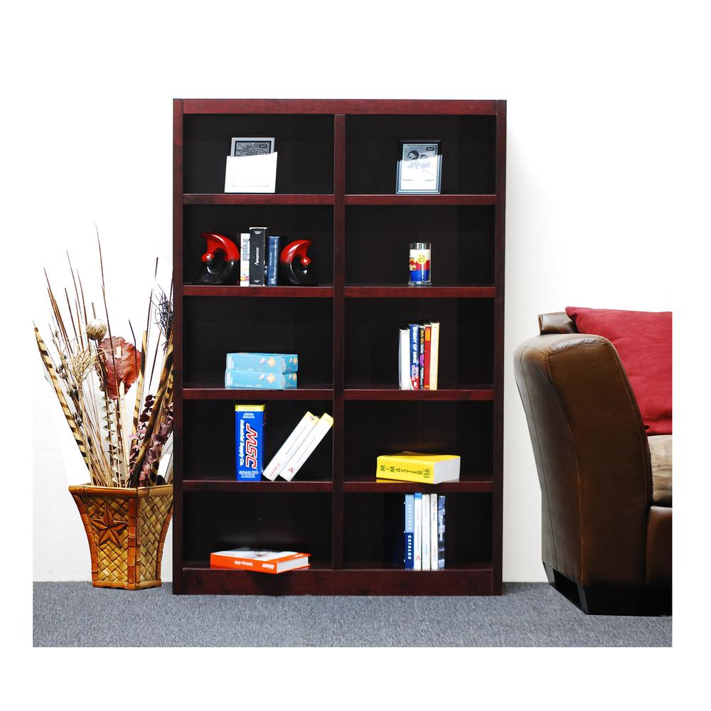 Concepts in Wood Double Wide Bookcase, 10 Shelves, Cherry Finish. Picture 3