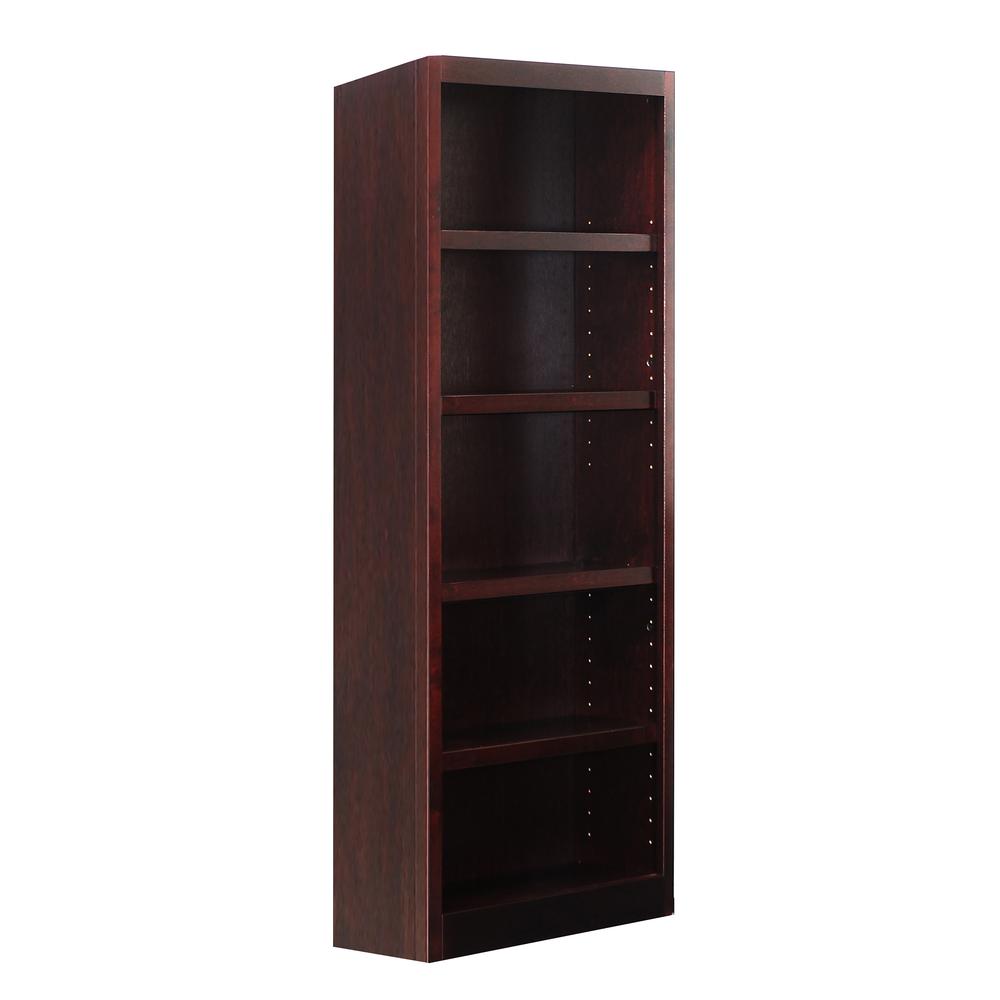 Concepts in Wood Single Wide Bookcase, 5 Shelves, Cherry Finish. Picture 2