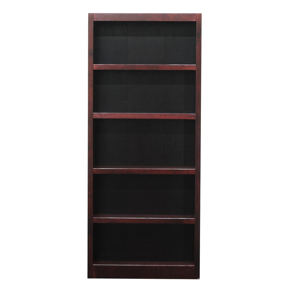 Concepts in Wood Single Wide Bookcase, 5 Shelves, Cherry Finish. Picture 1