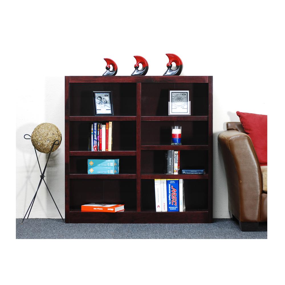 Concepts in Wood Double Wide Bookcase, 8 Shelves, Cherry Finish. Picture 1