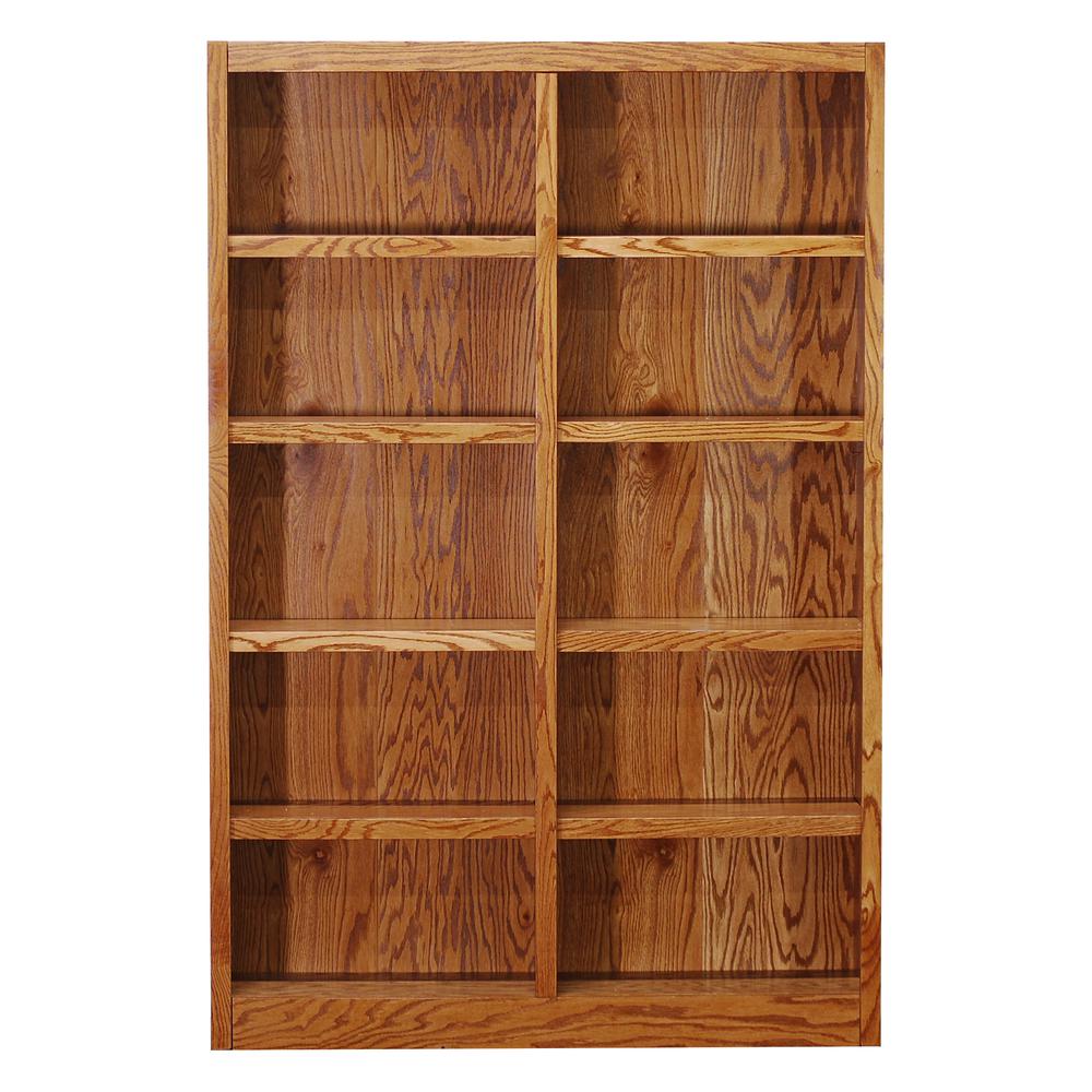 Concepts in Wood Double Wide Bookcase, 10 Shelves, Dry Oak Finish. Picture 2