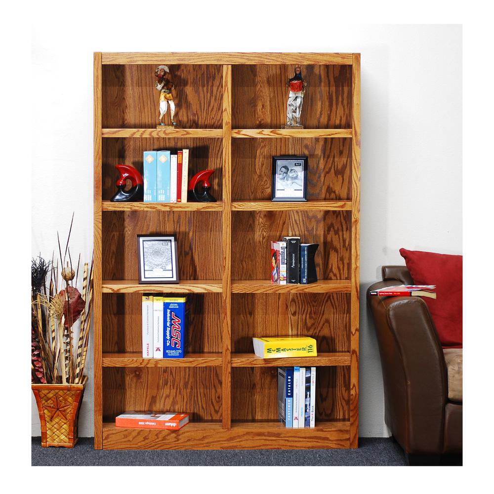 Concepts in Wood Double Wide Bookcase, 10 Shelves, Dry Oak Finish. Picture 1