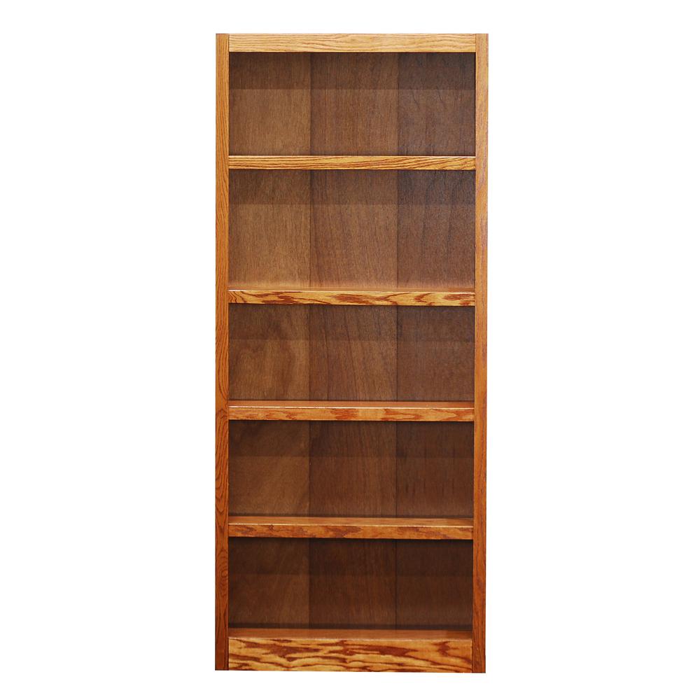 Concepts in Wood Single Wide Bookcase, 5 Shelves, Dry Oak Finish. Picture 2