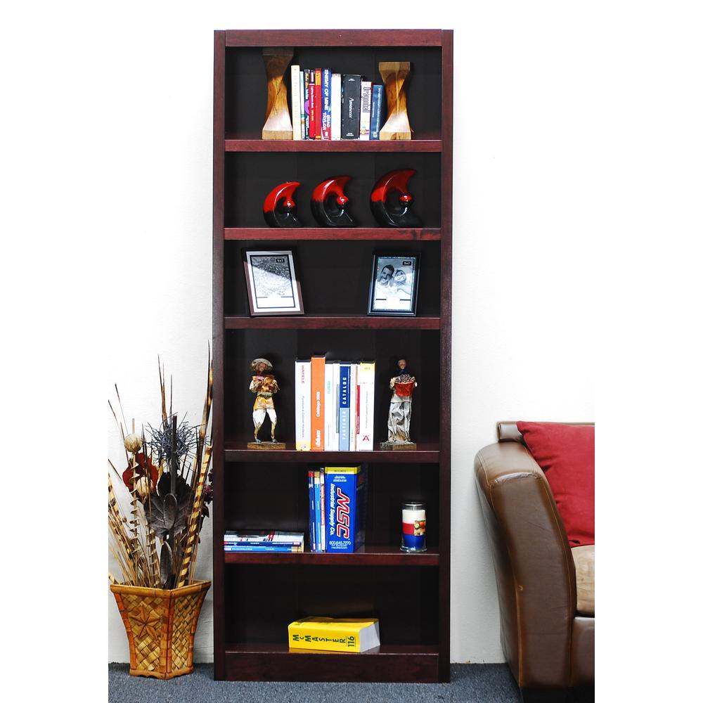 Concepts in Wood Single Wide Bookcase, 6 Shelves, Cherry Finish. Picture 1