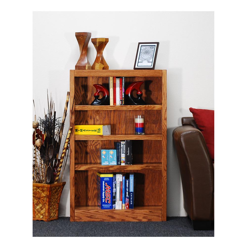 Concepts in Wood Single Wide Bookcase, 4 Shelves, Dry Oak Finish. Picture 1