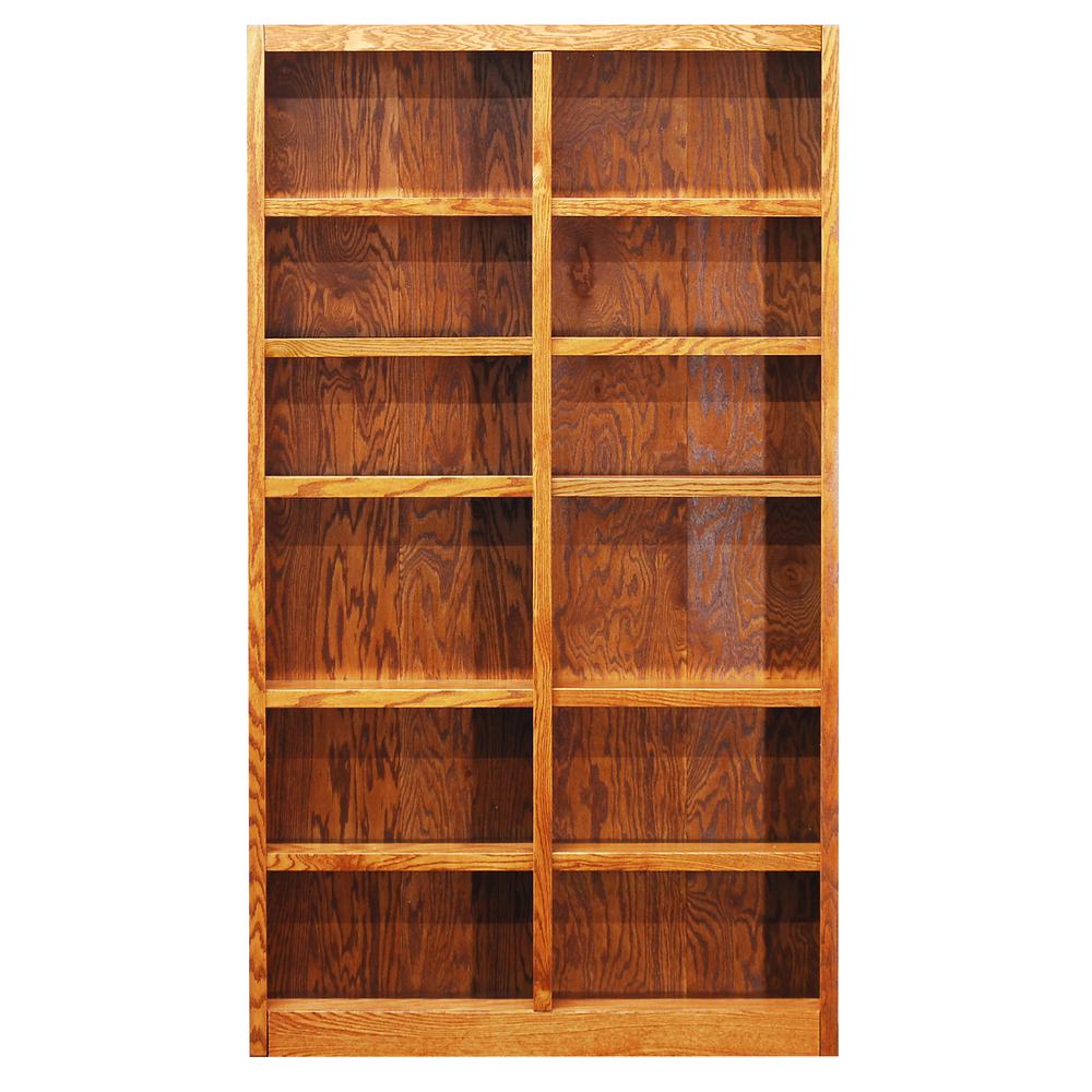 Concepts in Wood Double Wide Bookcase, 12 Shelves, Dry Oak Finish. Picture 2