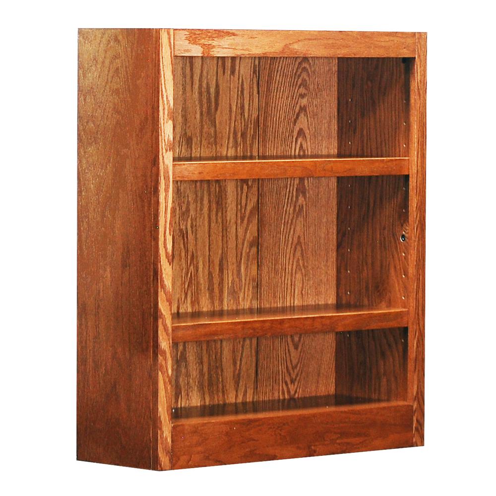 Concepts in Wood Single Wide Bookcase, 3 Shelves, Dry Oak Finish. Picture 3