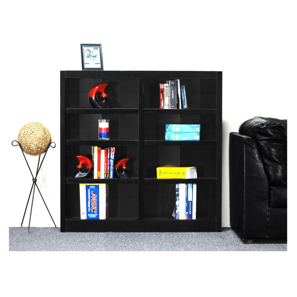 Concepts in Wood Double Wide Bookcase, 8 Shelves, Espresso Finish. Picture 1