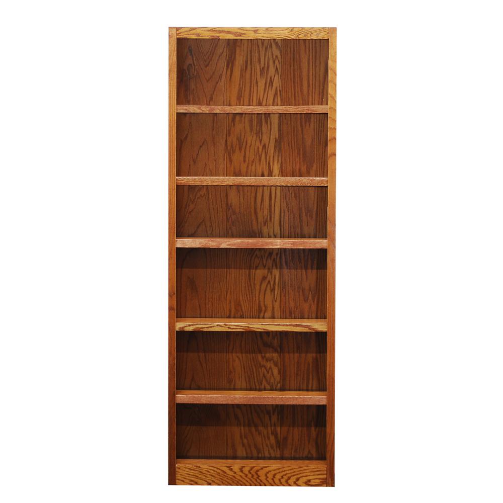 Concepts in Wood Single Wide Bookcase, 6 Shelves, Dry Oak Finish. Picture 2