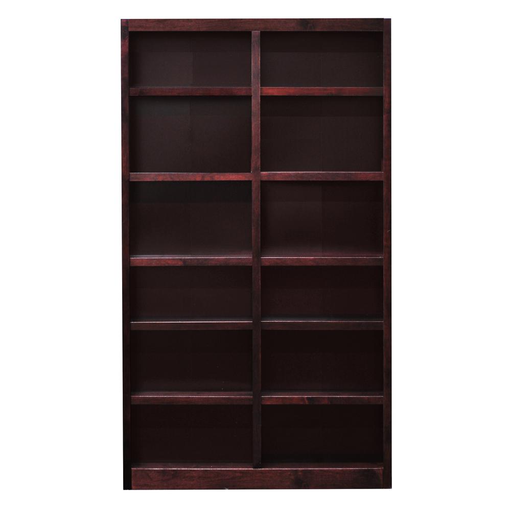 Concepts in Wood Double Wide Bookcase, 12 Shelves, Cherry Finish. Picture 2