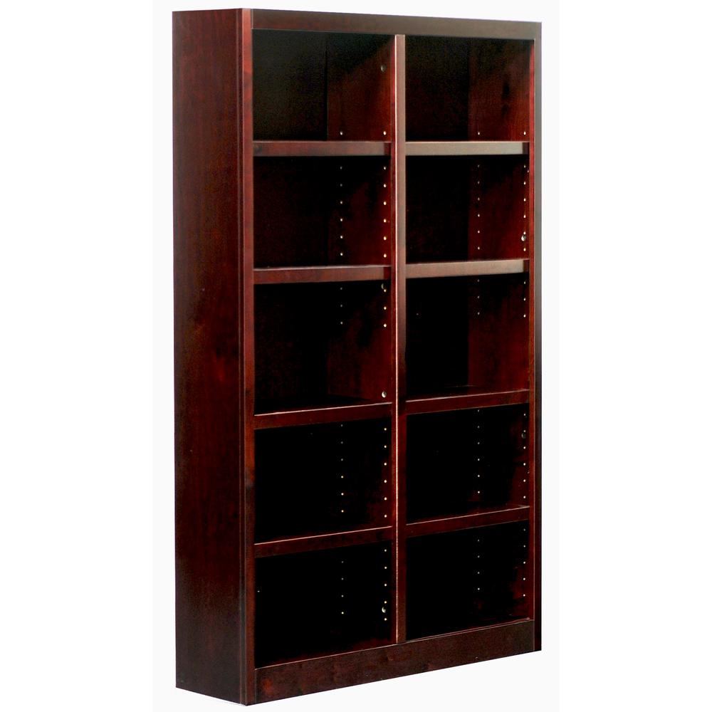 Concepts in Wood Double Wide Bookcase, 10 Shelves, Cherry Finish. Picture 1