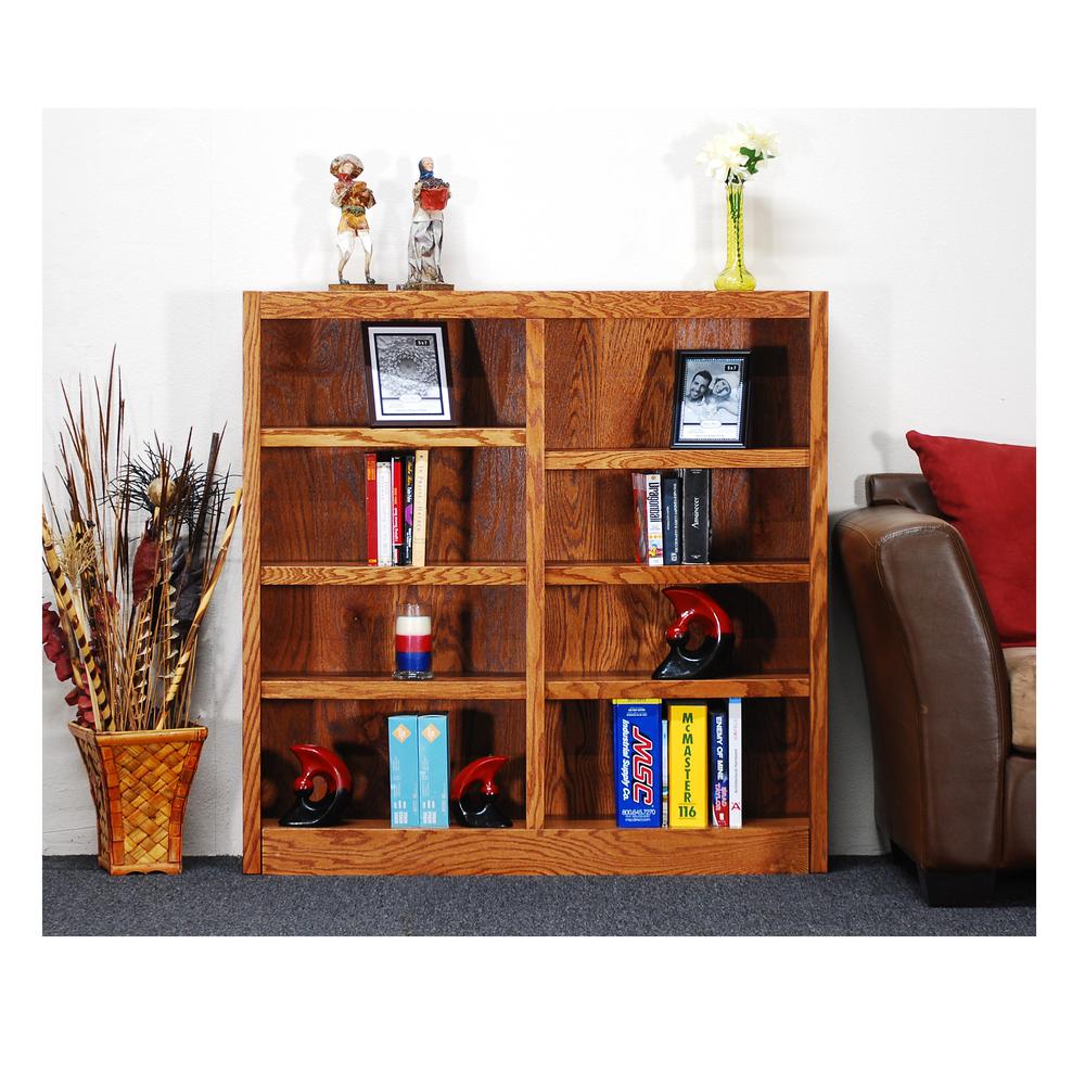 Concepts in Wood Double Wide Bookcase, 8 Shelves, Dry Oak Finish. Picture 1