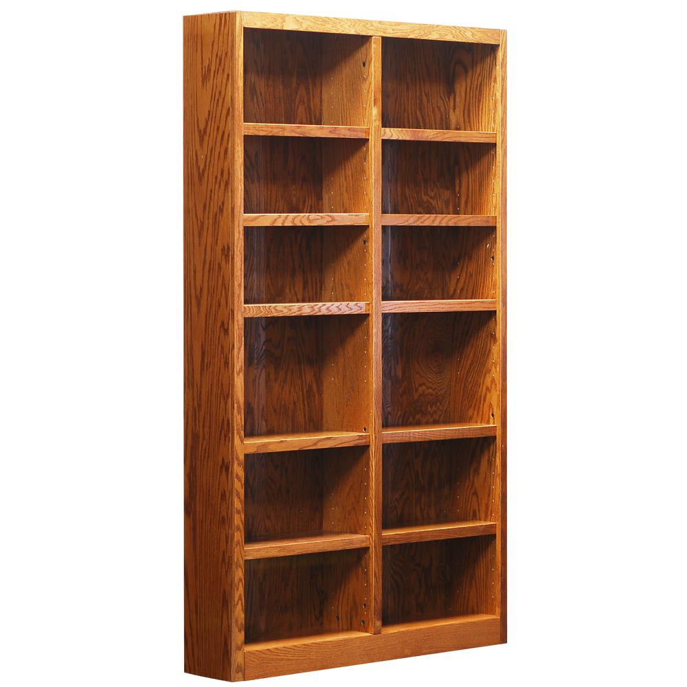 Concepts in Wood Double Wide Bookcase, 12 Shelves, Dry Oak Finish. Picture 3