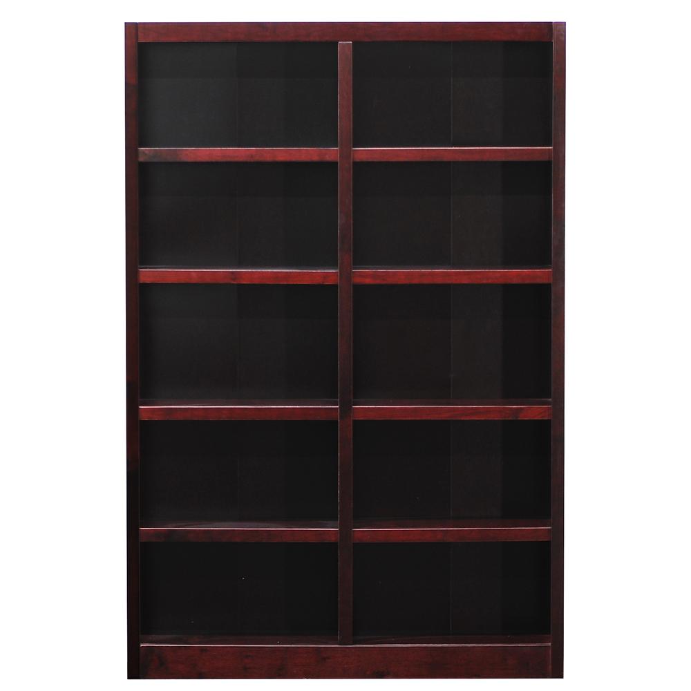 Concepts in Wood Double Wide Bookcase, 10 Shelves, Cherry Finish. Picture 2