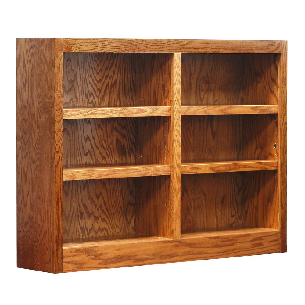 Concepts in Wood Double Wide Bookcase, 6 Shelves, Dry Oak Finish. Picture 1