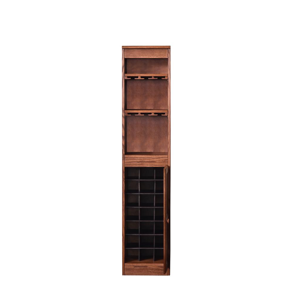21 Bottle Wood Wine Cabinet with Hanging Glassware Storage - Oak Finish. Picture 3