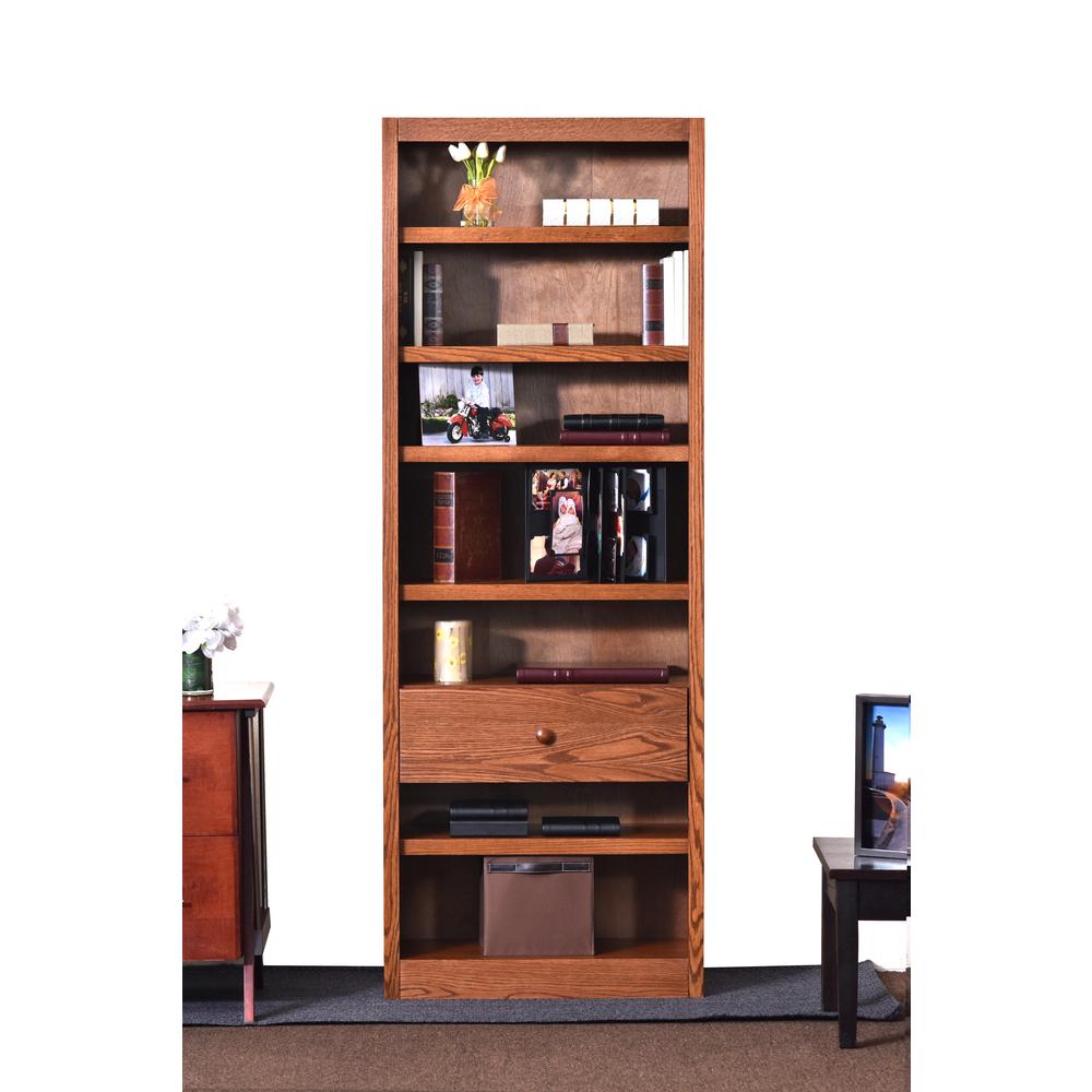 Concepts in Wood Bookcase with Fix Shelf/Drawer, Dry Oak Finish. Picture 1