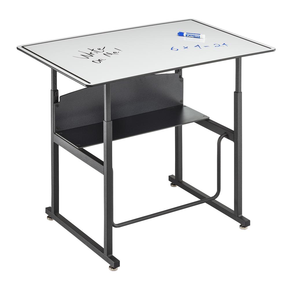 AlphaBetter® Height-Adjustable Desk, 36 x 24”, Premium or Dry Erase Top - Gray. Picture 3