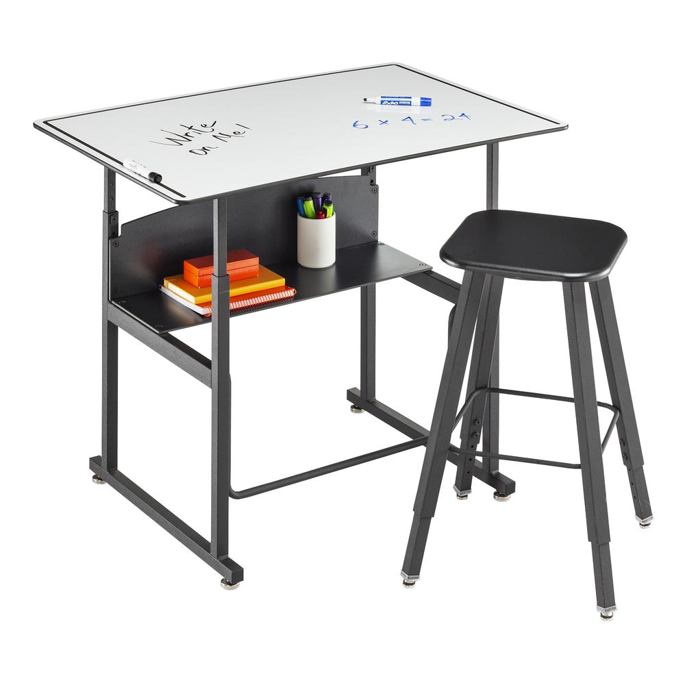 AlphaBetter® Height-Adjustable Desk, 36 x 24”, Premium or Dry Erase Top - DryErase. Picture 1