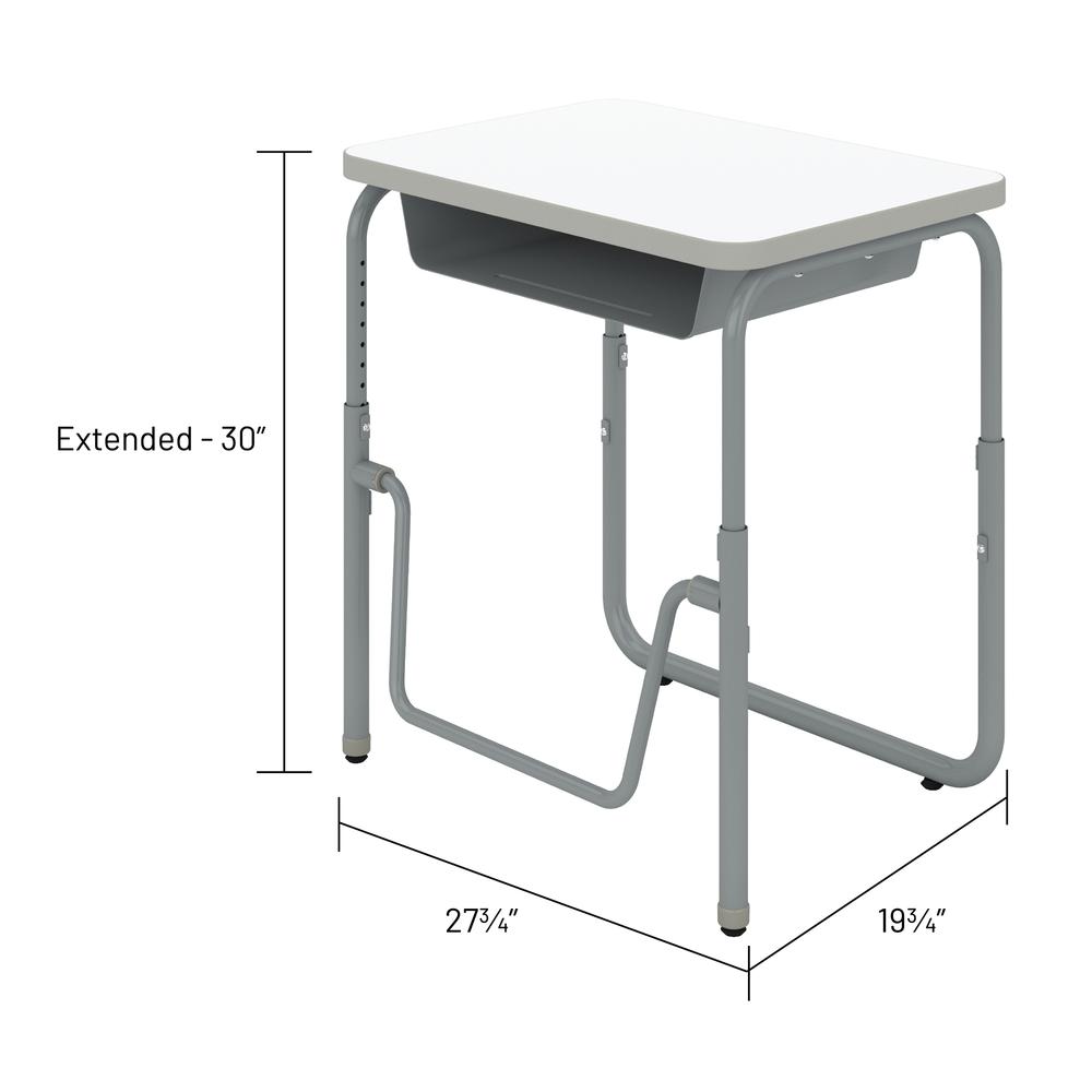 AlphaBetter®  2.0 Height – Adjustable Student Desk with Book Box and Pendulum Bar 22”-30” - DryErase. Picture 3