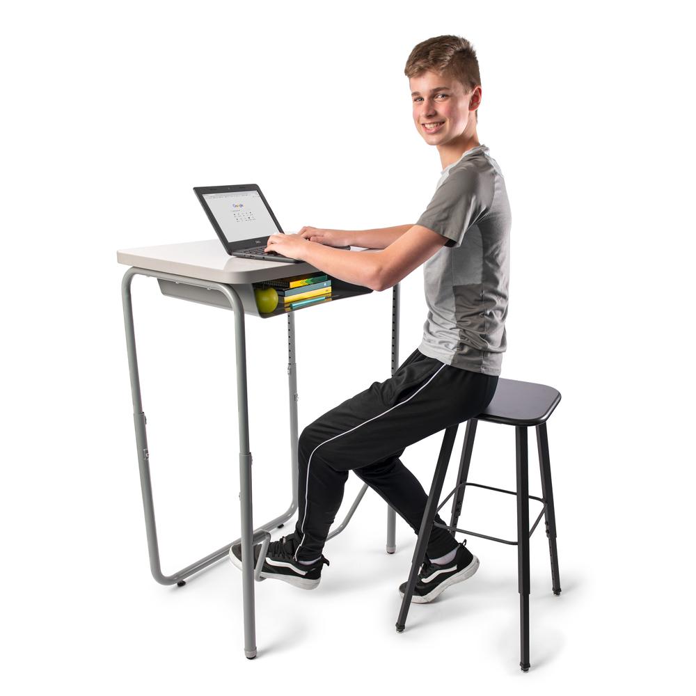AlphaBetter® 2.0 Height – Adjustable Student Desk with Book Box and Pendulum Bar 29"-43” - DryErase. Picture 3
