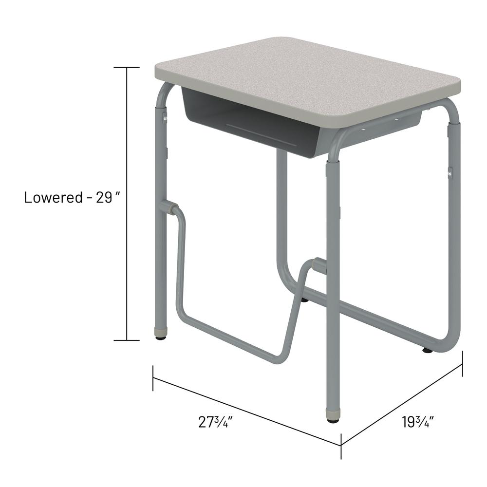 AlphaBetter® 2.0 Height – Adjustable Student Desk with Book Box and Pendulum Bar 29"-43” - Gray. Picture 3