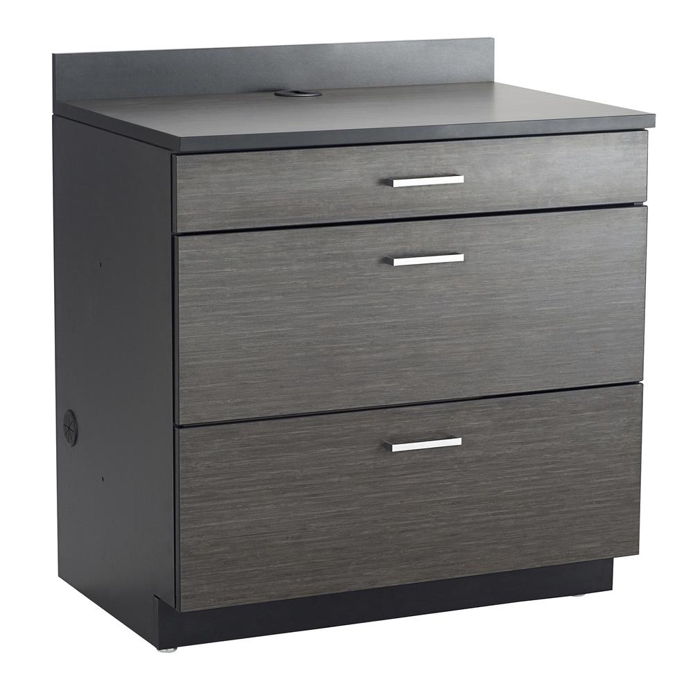 Hospitality Base Cabinet, Three Drawer Black/Asian Night. Picture 2
