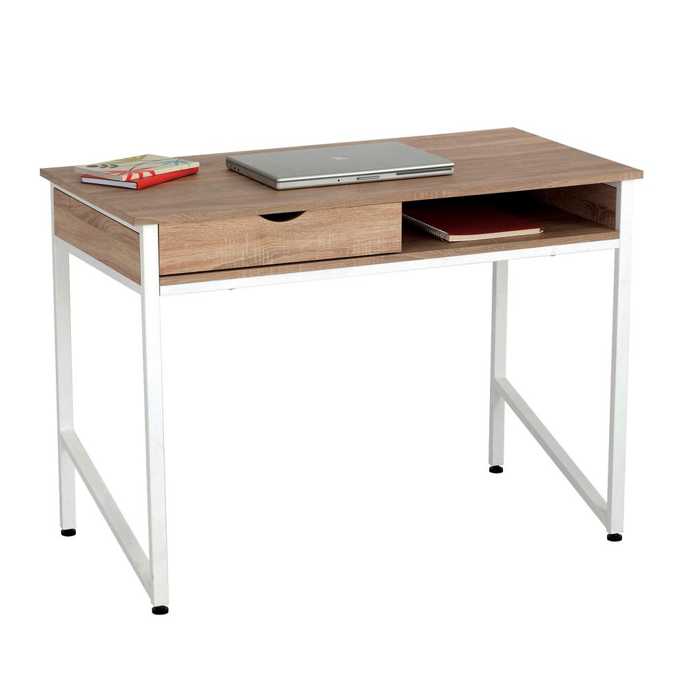 Safco Single Drawer Office Desk - Laminated Rectangle Top - 4 Legs - 43.25" Table Top Width x 21.63" Table Top Depth - 30.75" Height - Assembly Required. Picture 1