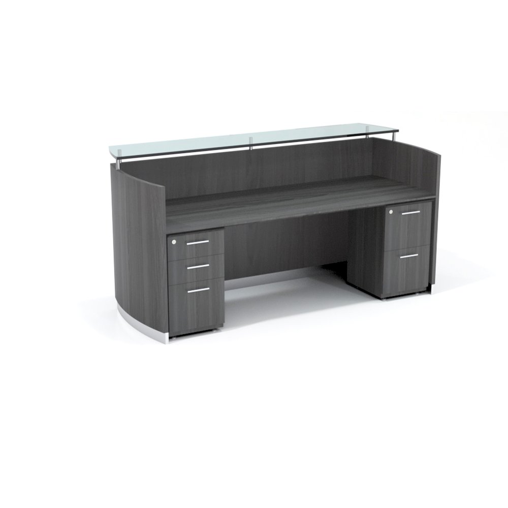 87-1/4" Reception Station with (1) Box/Box/File and (1) File/File Pedestal, Gray Steel. Picture 1