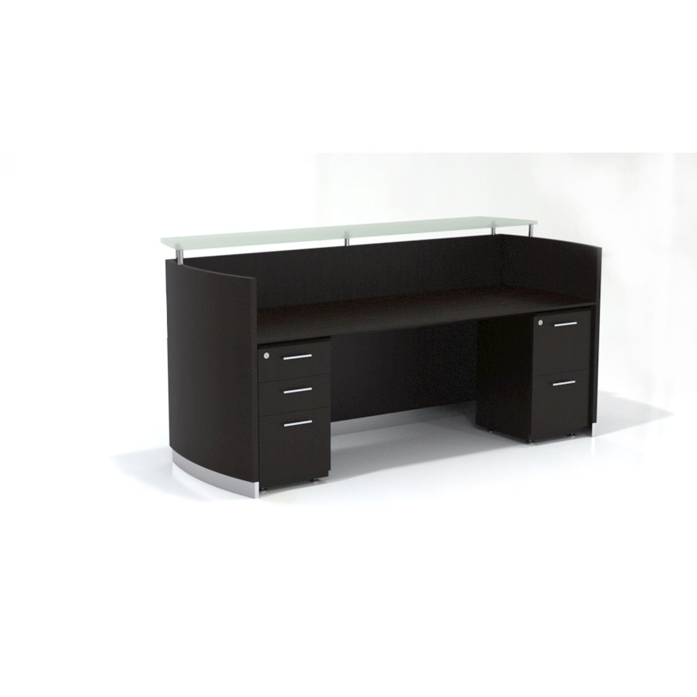 87-1/4" Reception Station with (1) Box/Box/File and (1) File/File Pedestal, Mocha. Picture 1
